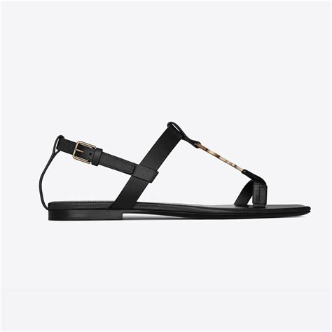 ysl gold flat sandals|saint laurent cassandra flat sandals.